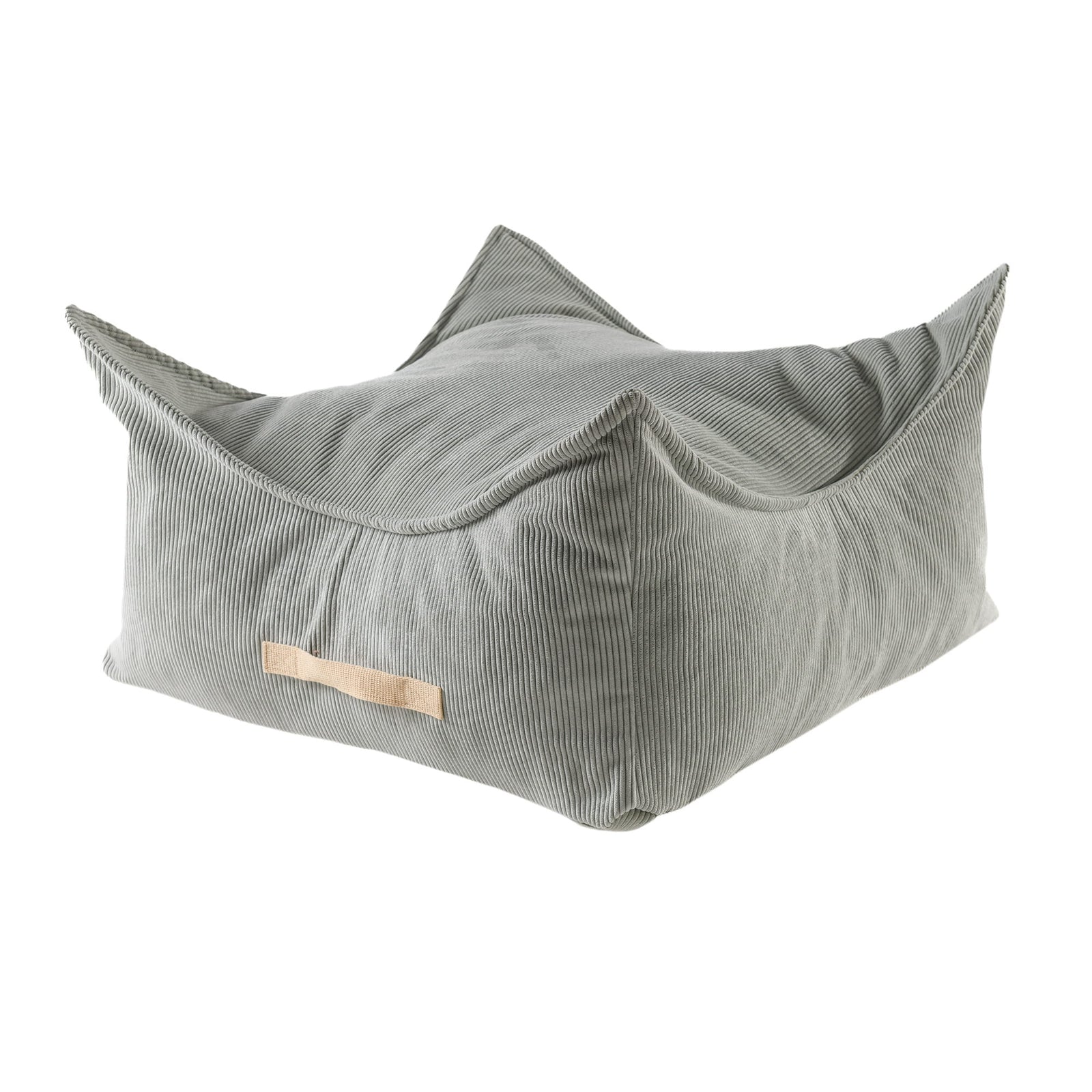 MeowBaby Slimcord vierkante ribstof zitzak grijs