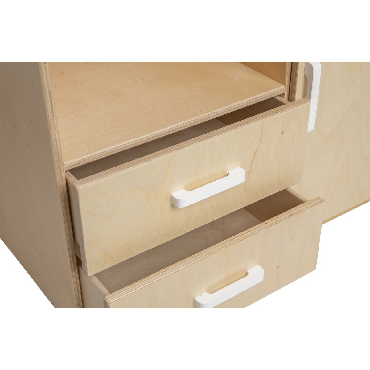 Van Dijk Toys houten poppencommode / poppen commode - Naturel met wit (Kinderopvang kwaliteit) - 