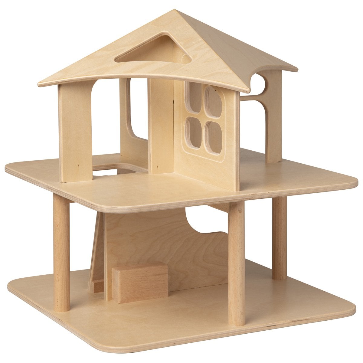 Van Dijk Toys houten poppenhuis — vier open zijden-
