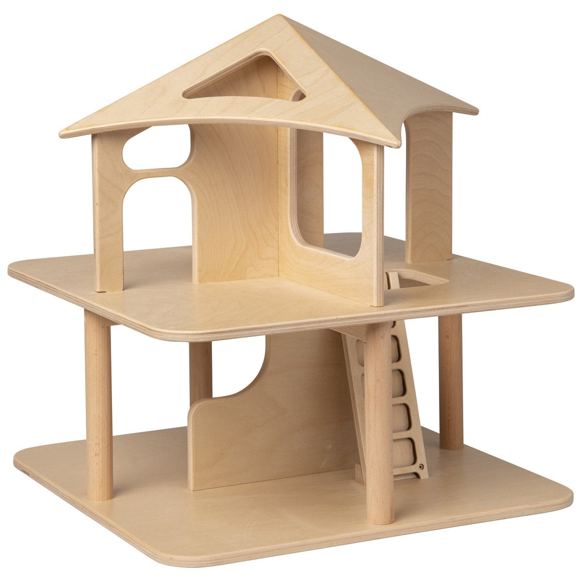 Van Dijk Toys houten poppenhuis — vier open zijden-
