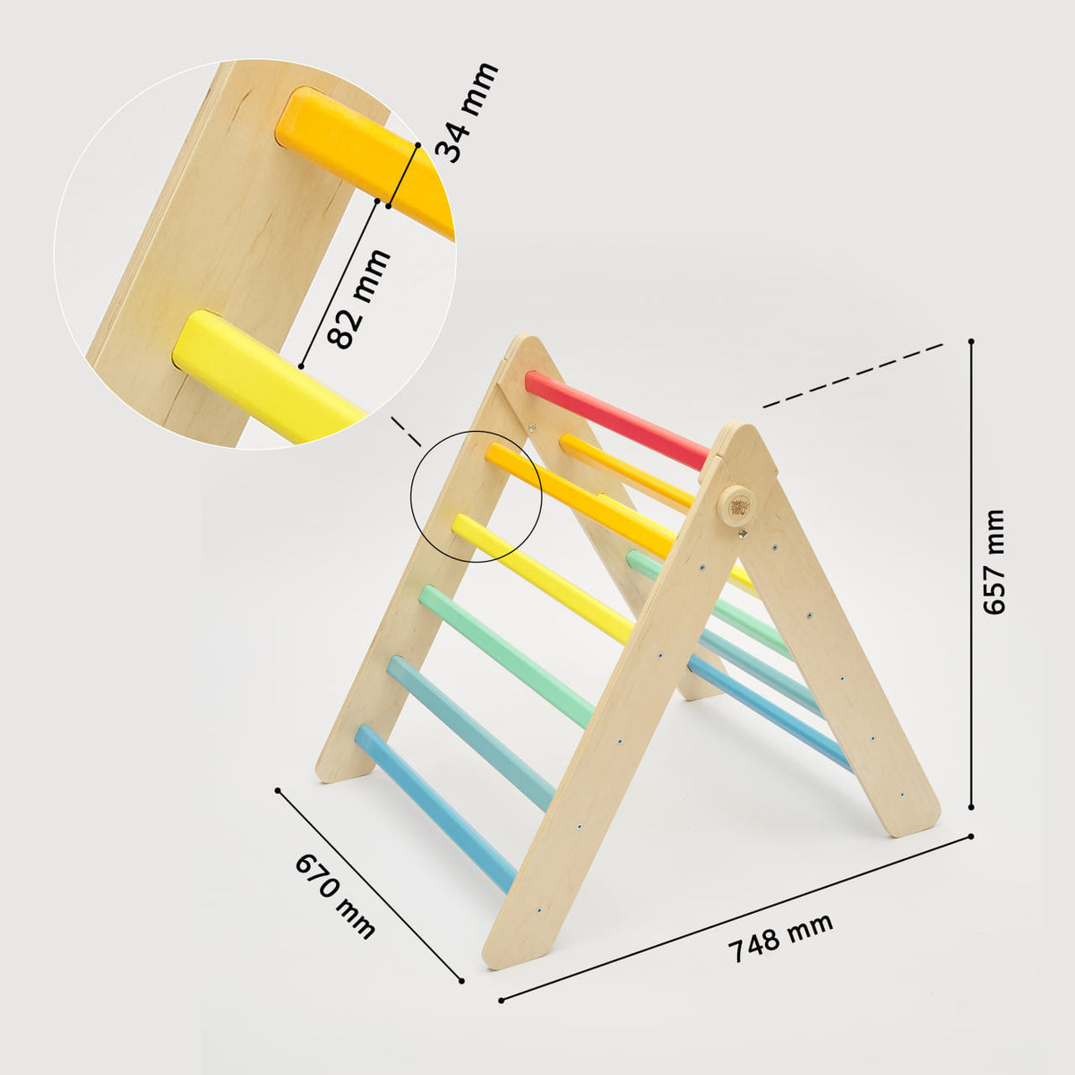 BusyKids Pikler klimdriehoek – regenboog – productbeeld 9