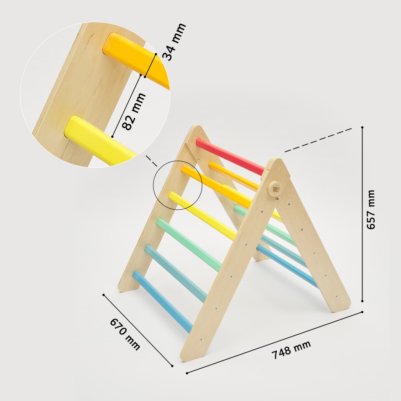 BusyKids Pikler klimdriehoek – regenboog – productbeeld 9