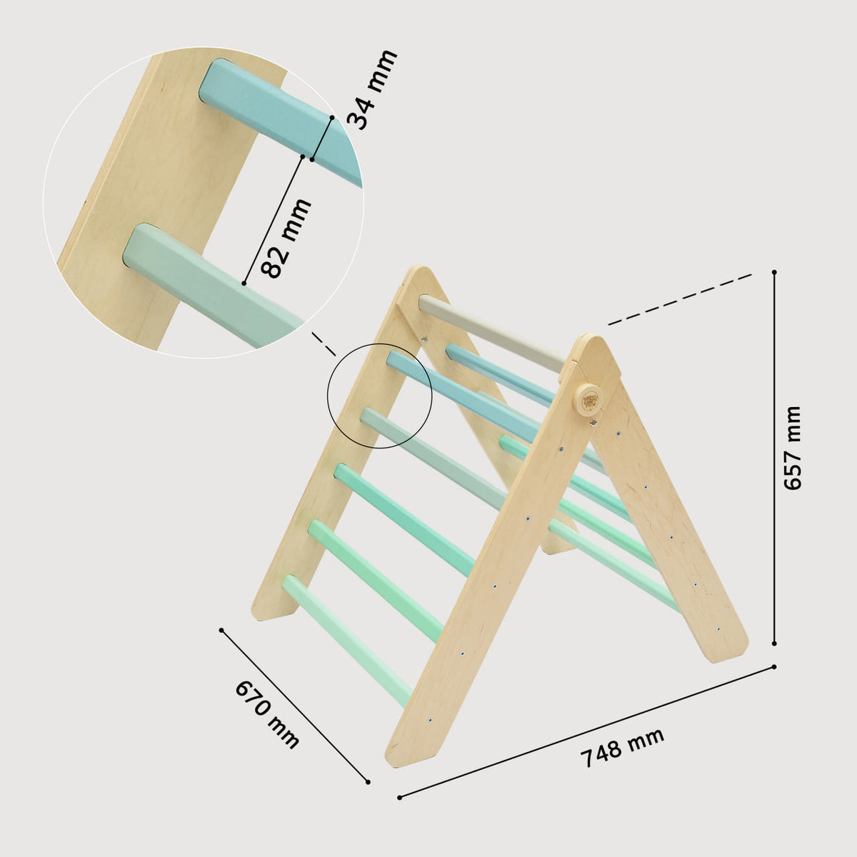 BusyKids Pikler klimdriehoek – regenboog – productbeeld 15