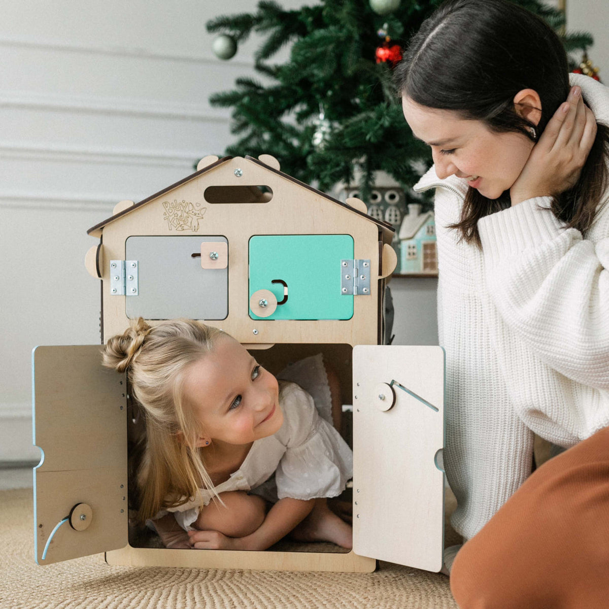 BusyKids Busy Board speelhuisje – naturel mint, limited edition