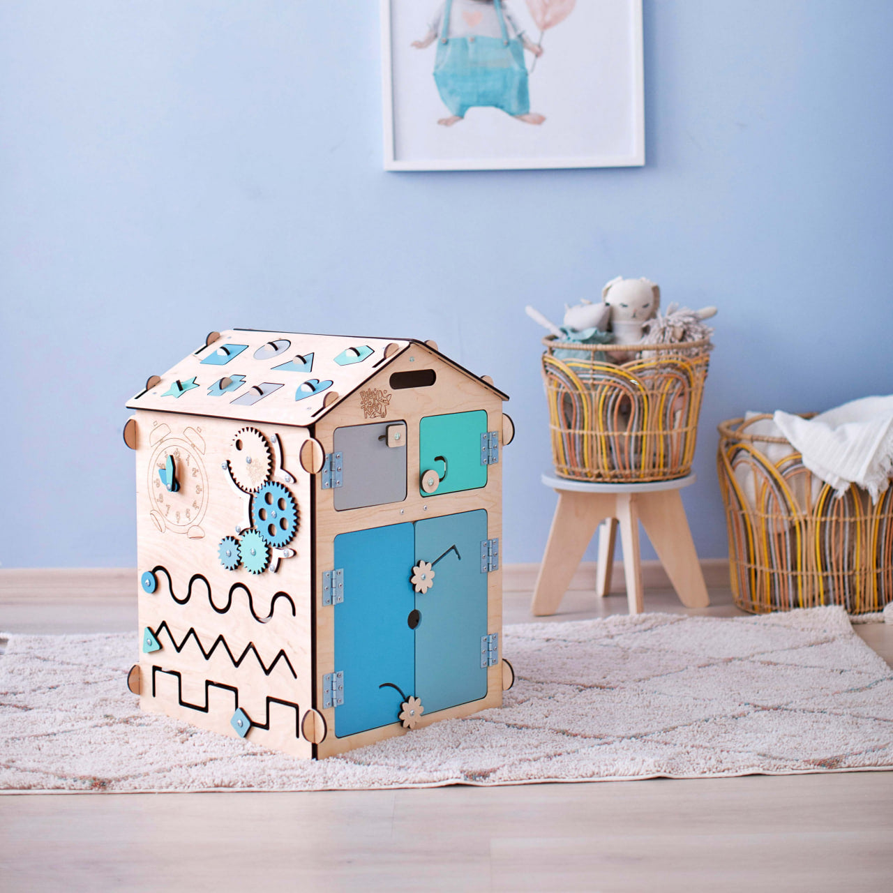 BusyKids Busy Board speelhuisje – naturel mint, limited edition