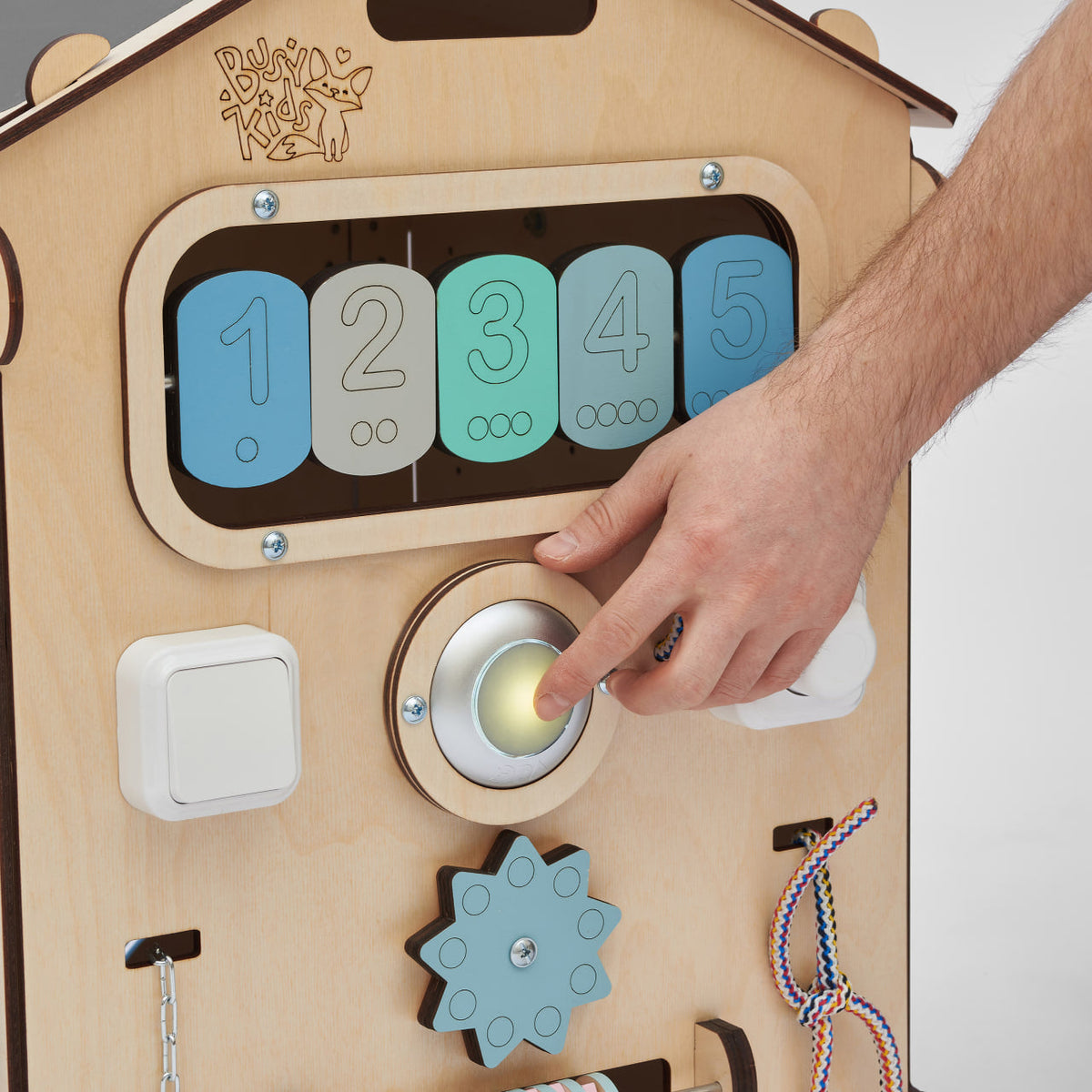 Set - BusyBoard House natural/mint and creative Cube