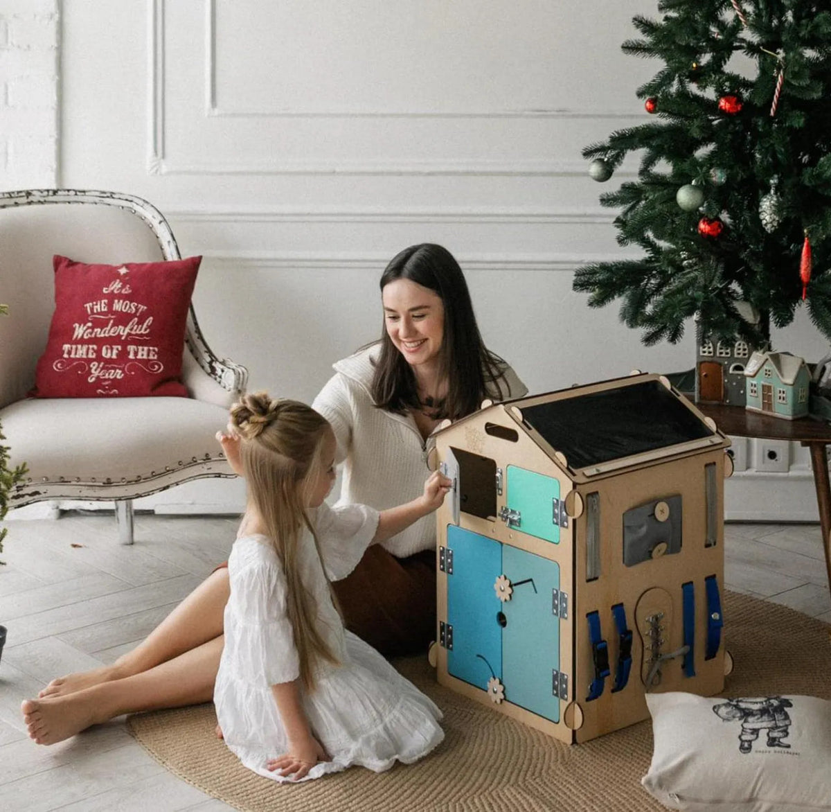 Set - BusyBoard House natural/mint and creative Cube