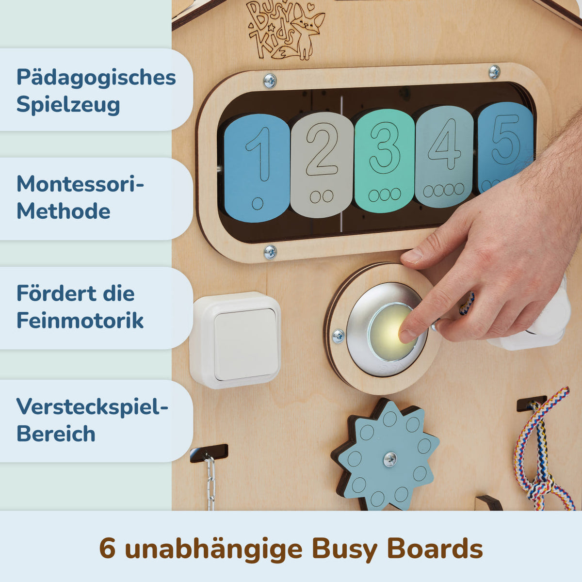 BusyKids Busy Board speelhuisje – naturel mint, limited edition