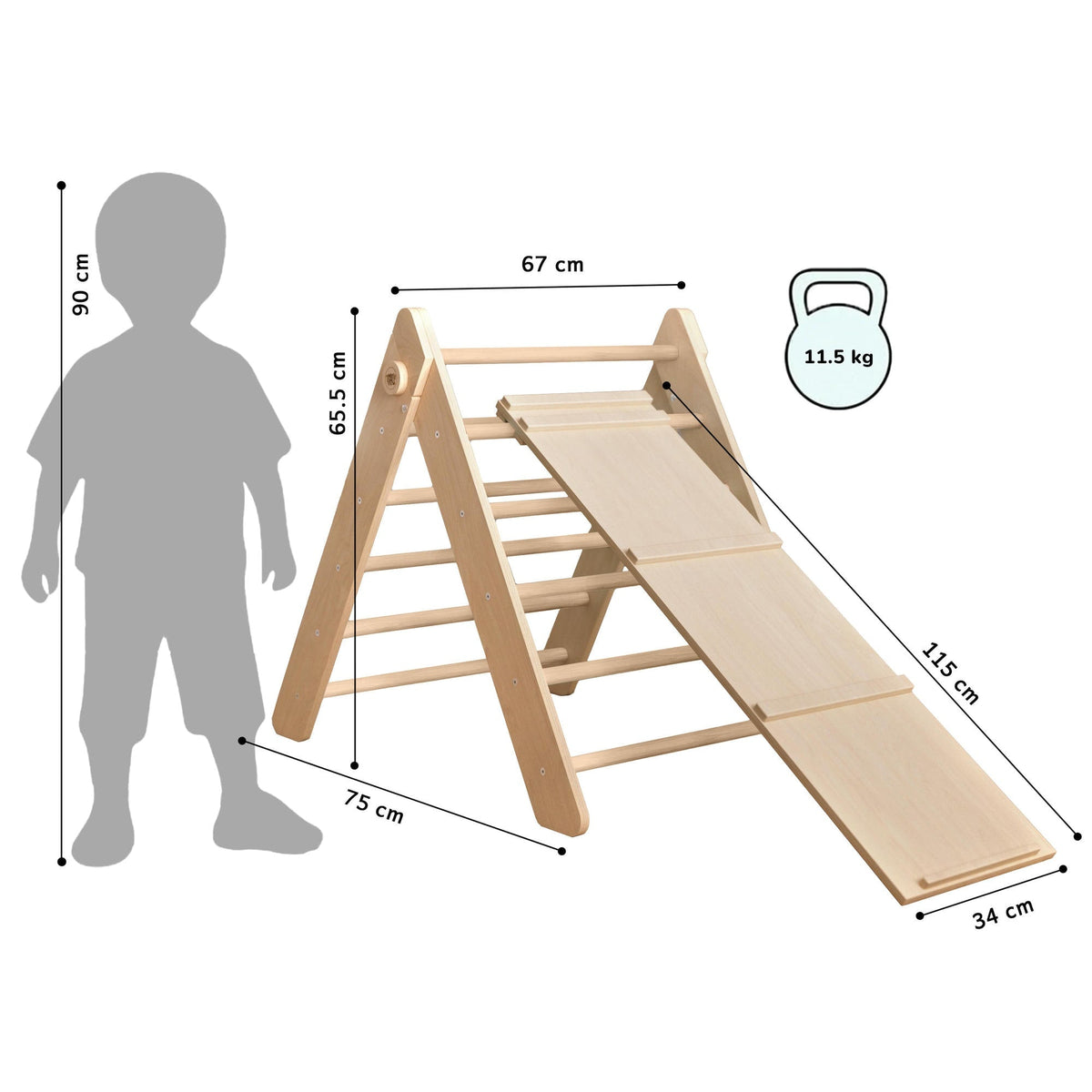 BusyKids Pikler klimdriehoek met plank – regenboog – productbeeld 18