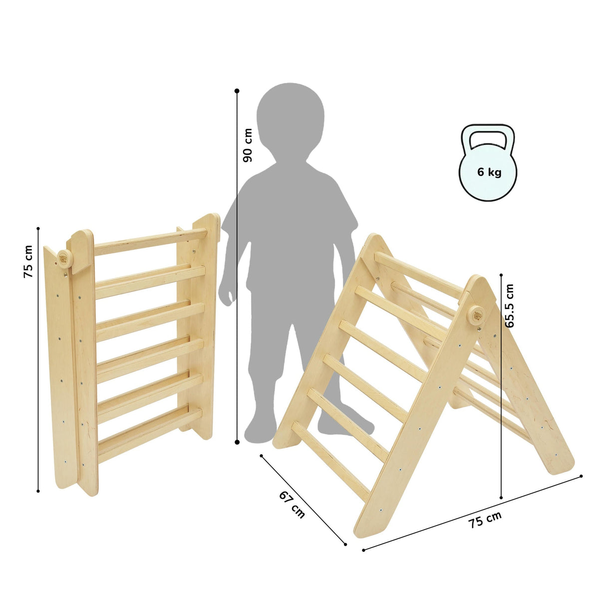 BusyKids Pikler klimdriehoek met plank – regenboog – productbeeld 19