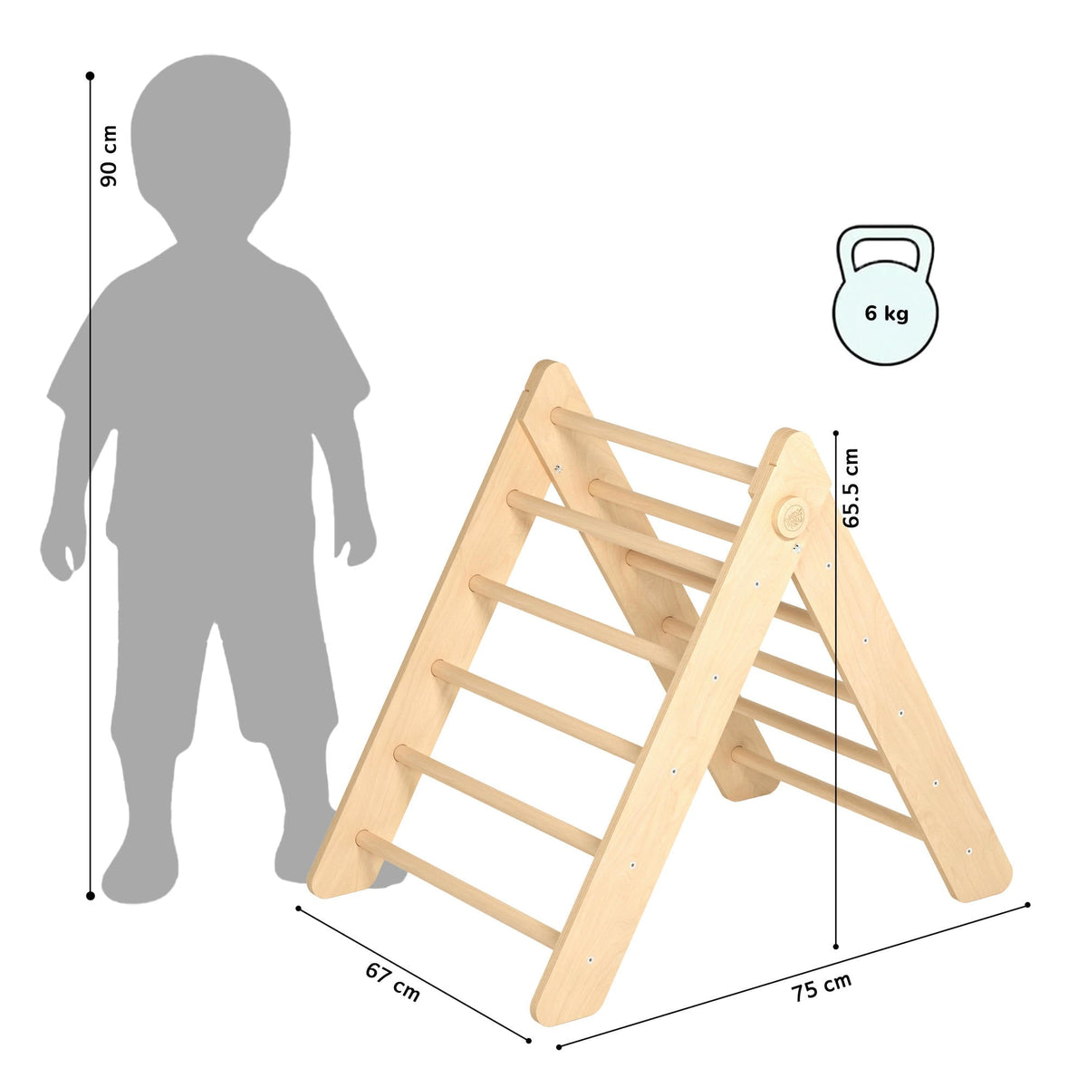 BusyKids Pikler klimdriehoek met plank – regenboog – productbeeld 30