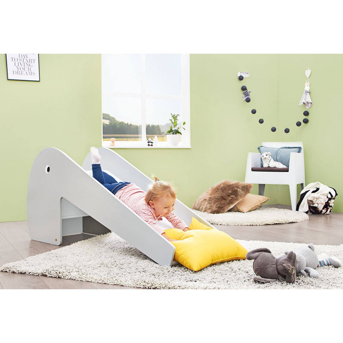 Indoor - slide "lotta", grijs/wit - 