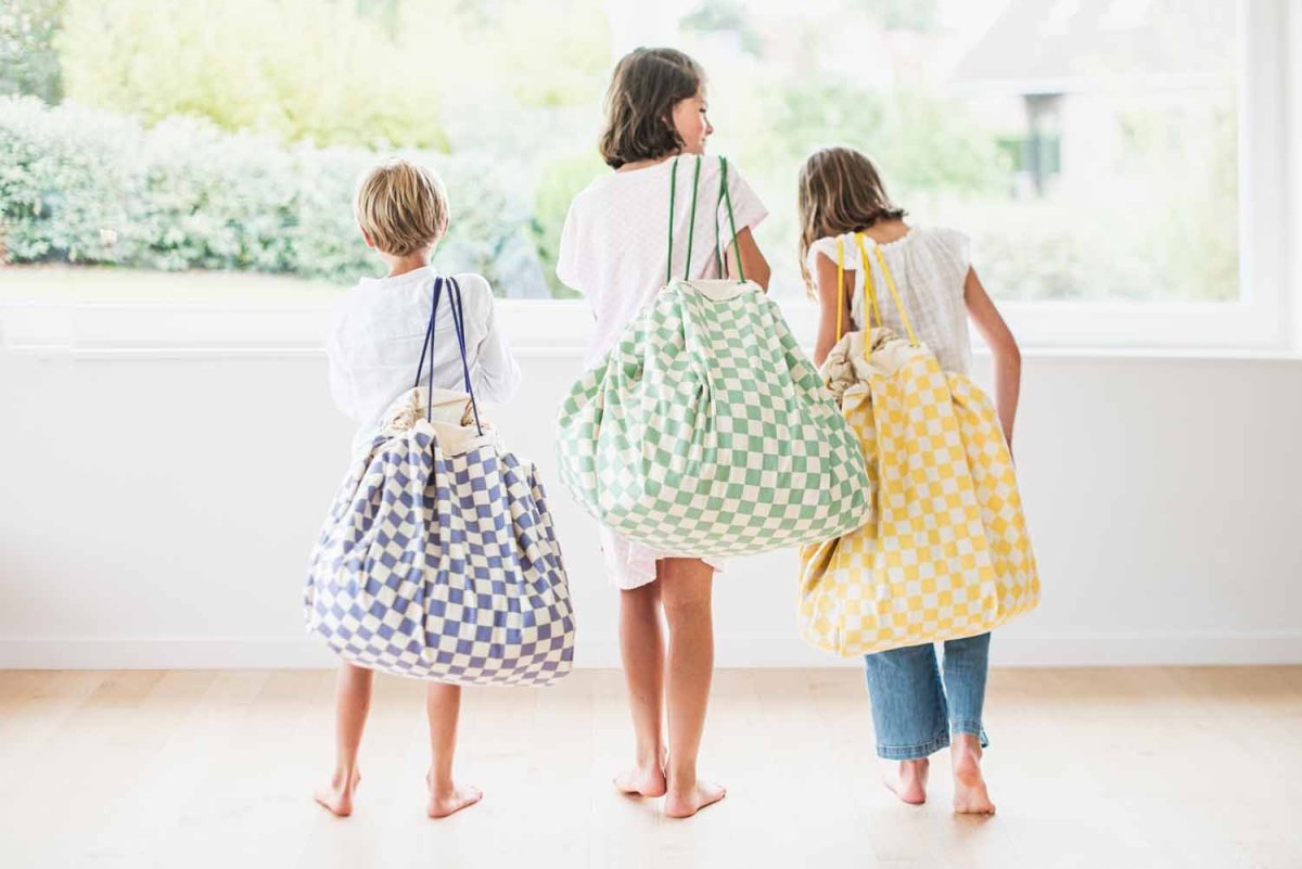 Groen ruitdessin van het Play&Go Vichy speelkleed in detail