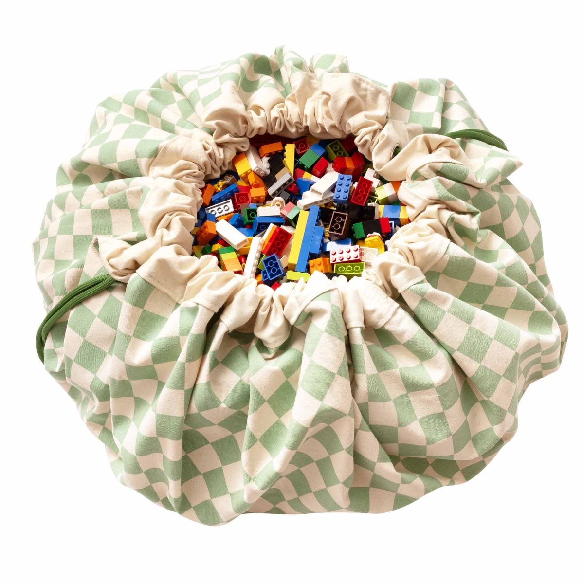 Play&Go Vichy Green speelkleed uitgevouwen als rond speeloppervlak van 140 cm