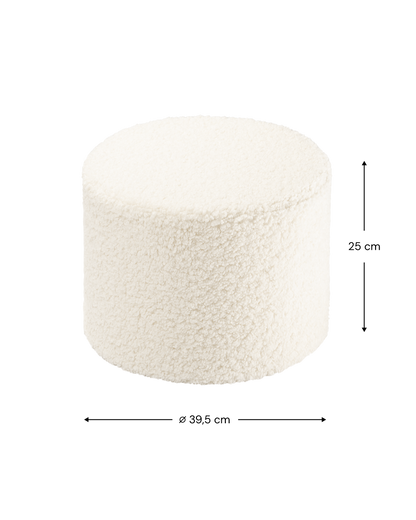 Wigiwama Cream White Pouffe - teddy fabric pouffe