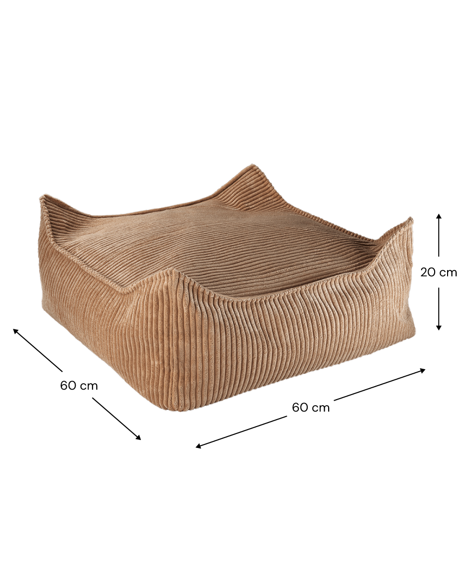 Wigiwama Toffee Square Ottoman - ribbed fabric pouf