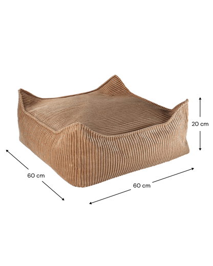 Wigiwama Toffee Square Ottoman - ribbed fabric pouf