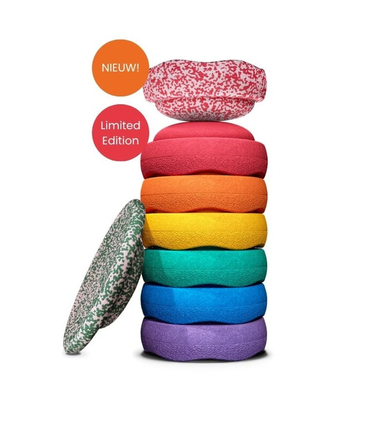 Stapelstein Rainbow set of 6 + Confetti balance board