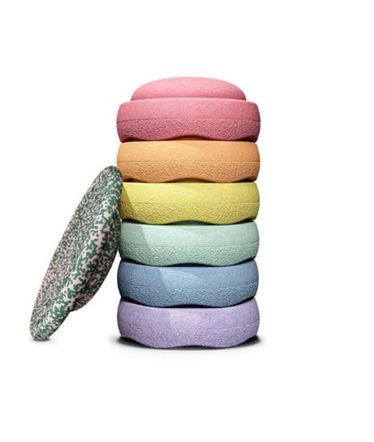 Stapelstein Pastel set of 6 + Confetti balance board