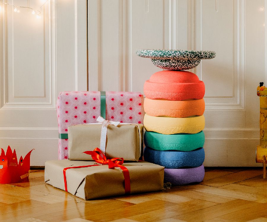 Stapelstein Pastel set of 6 + Confetti balance board