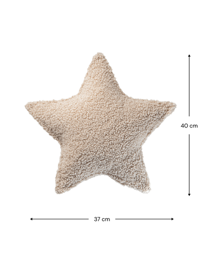 Wigiwama Biscuit Star Cushion - teddy fabric cushion