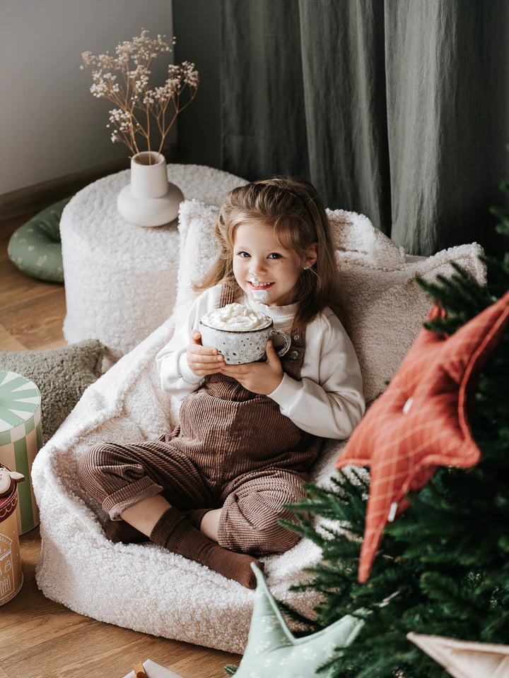 Wigiwama Cream White Beanbag Chair - teddy fabric beanbag