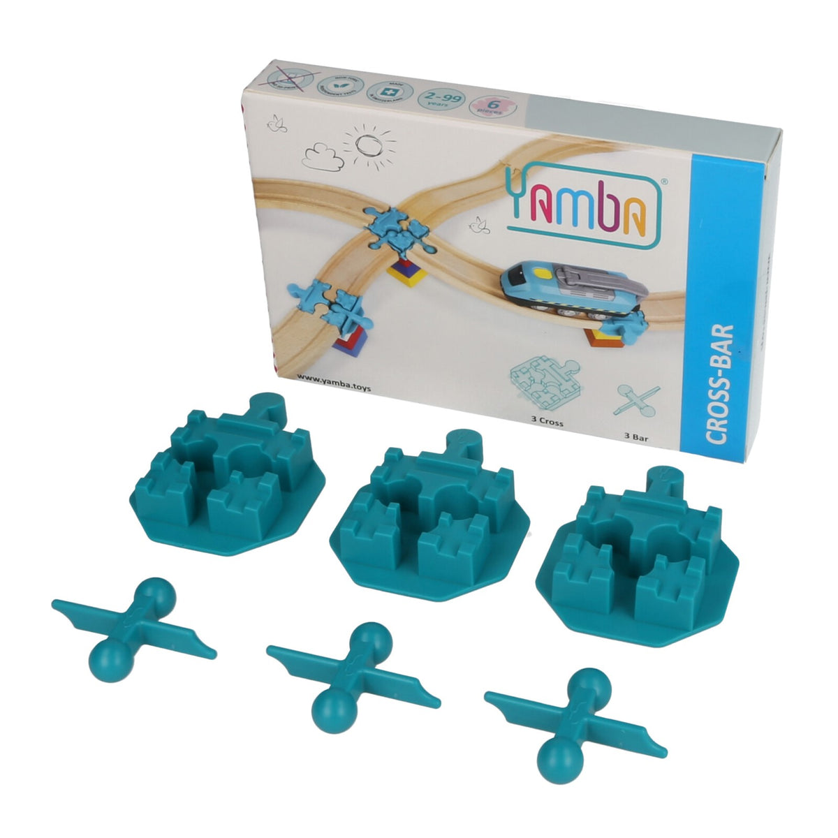 Yamba Cross-Bar – 6-delige adapterset met verpakking, drie Cross- en drie Bar-adapters