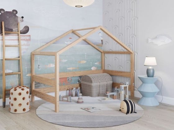 Maisonnette YappyHytte illustrant le kit de transformation, en bois naturel