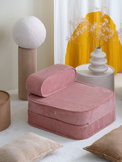 Wigiwama Pink Mousse Flip Chair - ribbed fabric children's chair