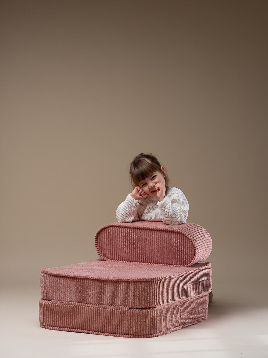 Wigiwama Pink Mousse Flip Chair - ribbed fabric children's chair